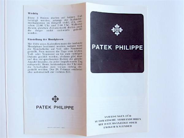 Patek Philippe Anleitung und Beschreibung für die Referenzen 3448 und 3514